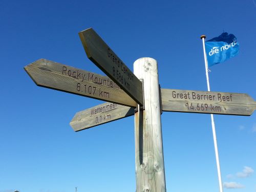 Wegweiser an der Nordsee